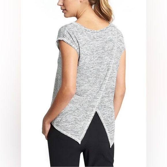 Athleta Stripe Breezy Crossback Tee, Size M - Picture 2 of 8